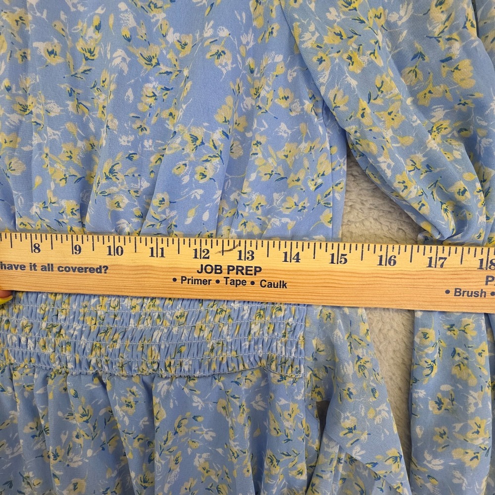 Japna Dress Womens S Blue Tiered Floral Boho Coastal Milkmaid Cottagecore Dainty - Picture 11 of 16